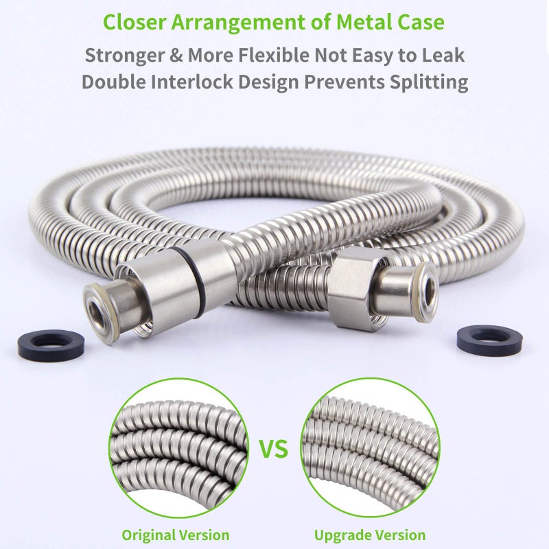 Angle Simple Brushed Nickel Shower Hose 59", Angle Simple Stainless Steel Replacement Head Hose, Flexible Hand Held Sprayer, 1/2" IPS - Image 5